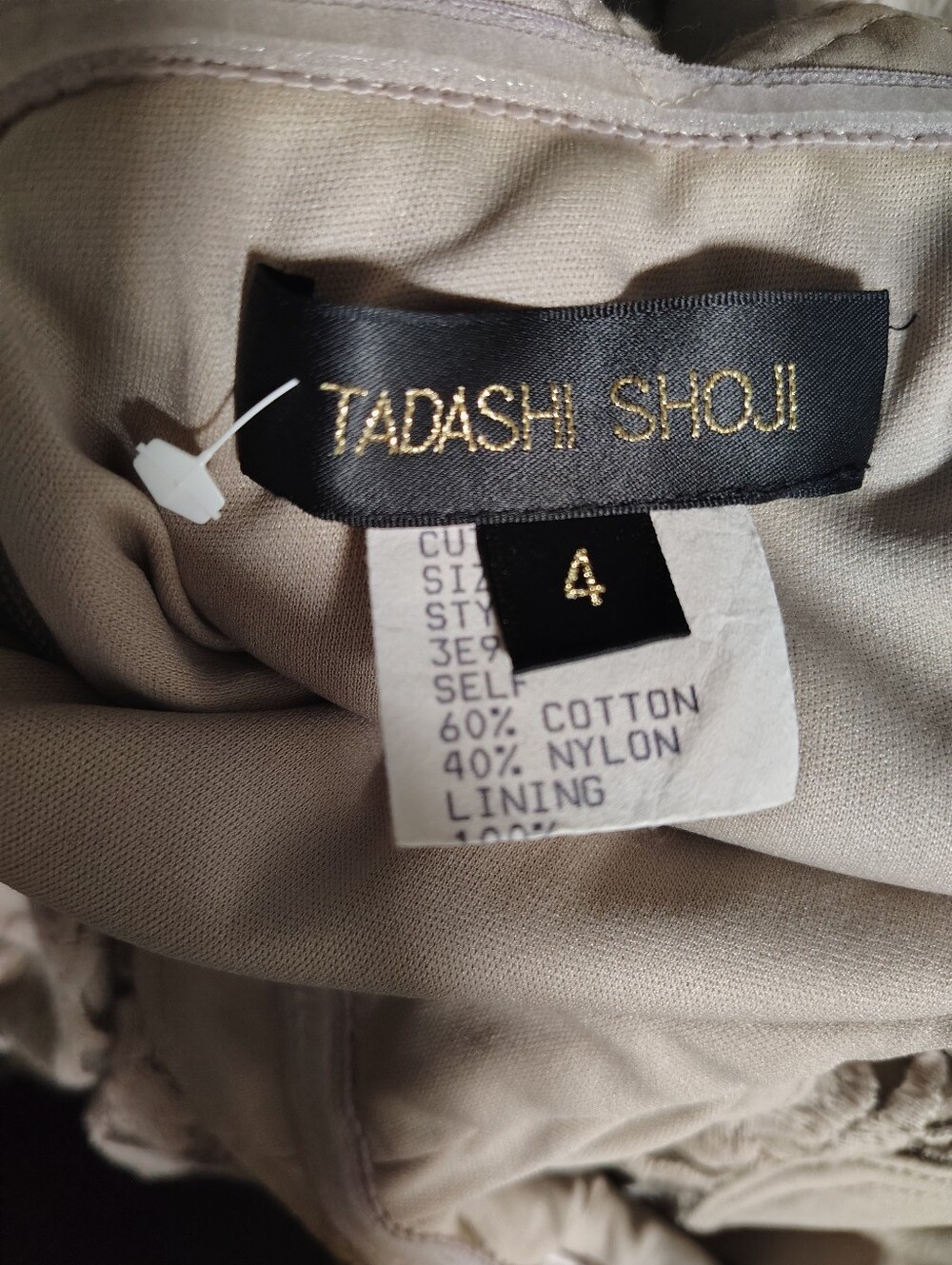 Tadashi Shoji $598 Embroidered Lace Off-Shoulder Evening Gown Women's 4 Taupe - Picture 8 of 10